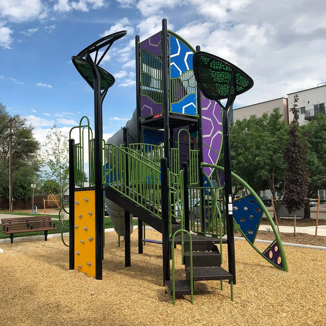 Playground platforms to slide at Newland Square Park